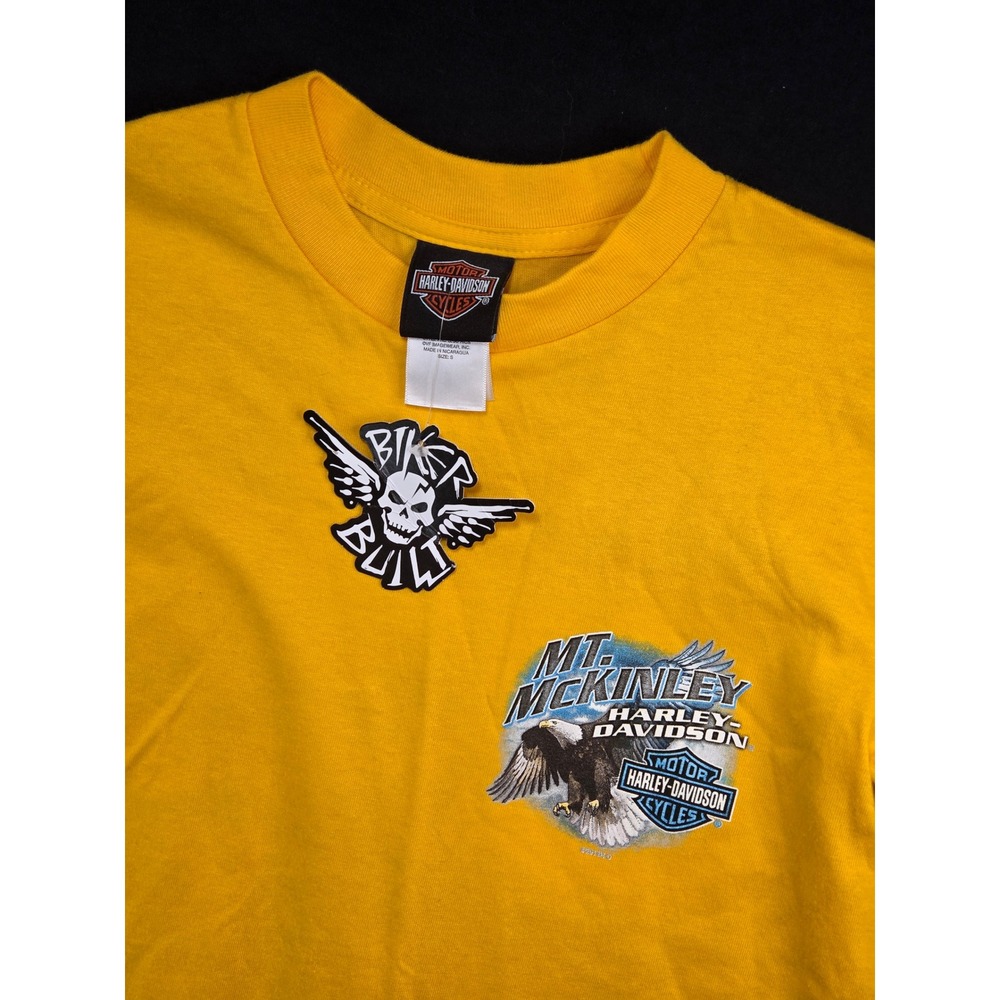 Harley Davidson Mt McKinley‎ Denali Alaska T Shirt Mens Small Yellow 2014 NWT